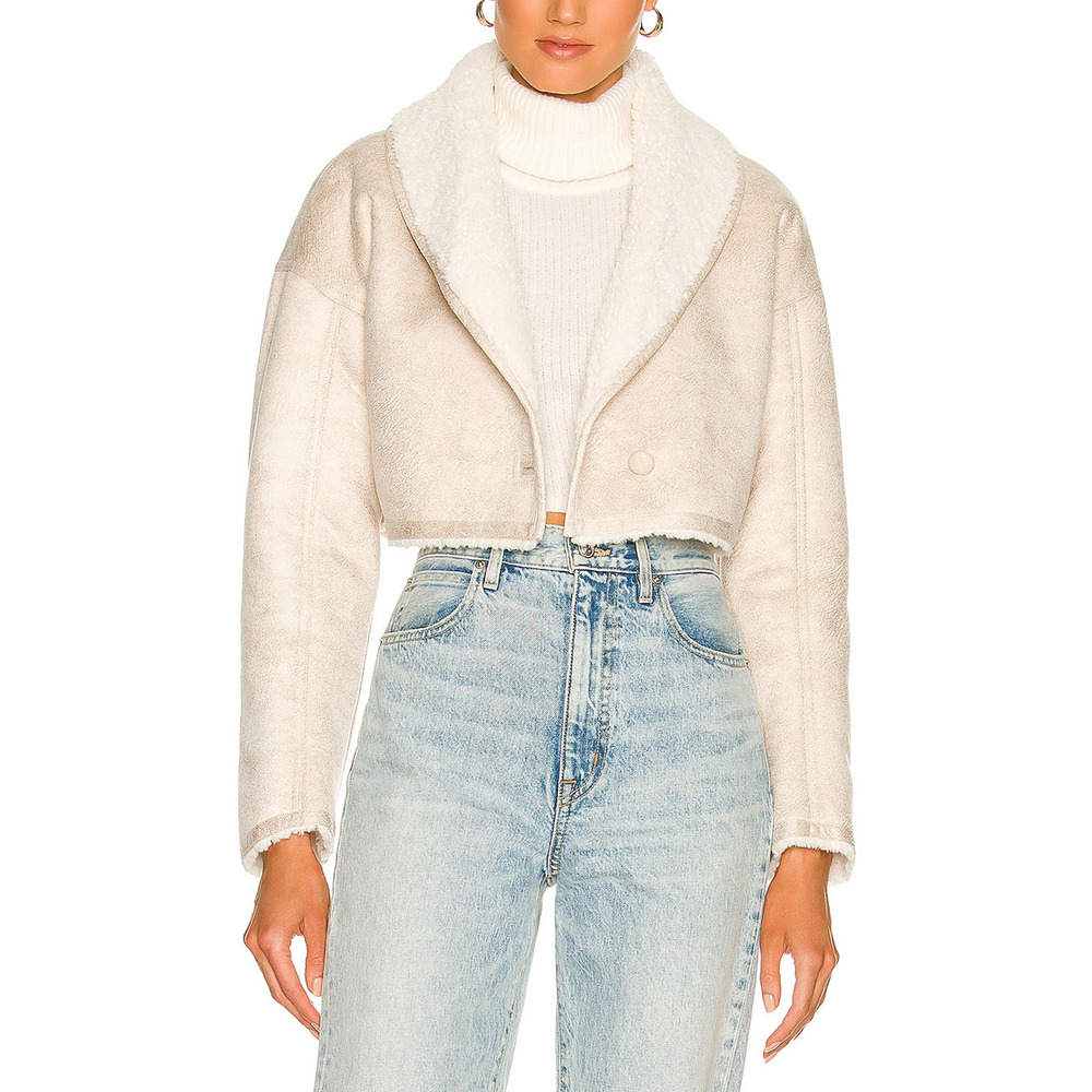 H:Ours 'Lailonie' White Faux Suede Faux Fur Jacket Size L